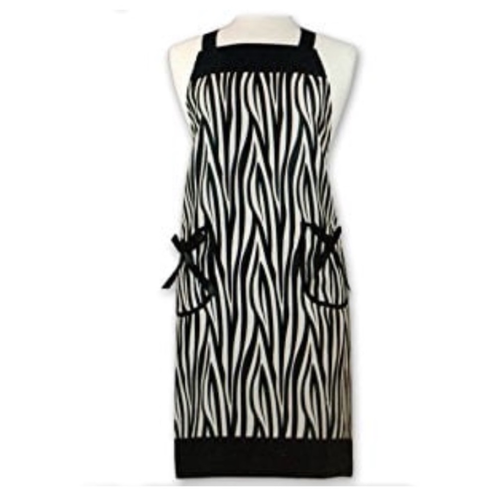 💜 Gourmet Club Zebra Print Bib Apron with Pockets Hostess Apron